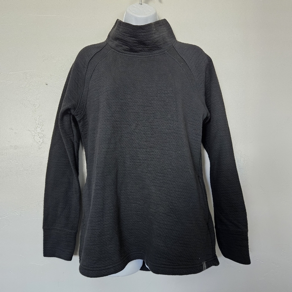 L.L. Bean Women's Small Reg Black Cowl Neck Pullover Sweatshirt Thumb Holes Top